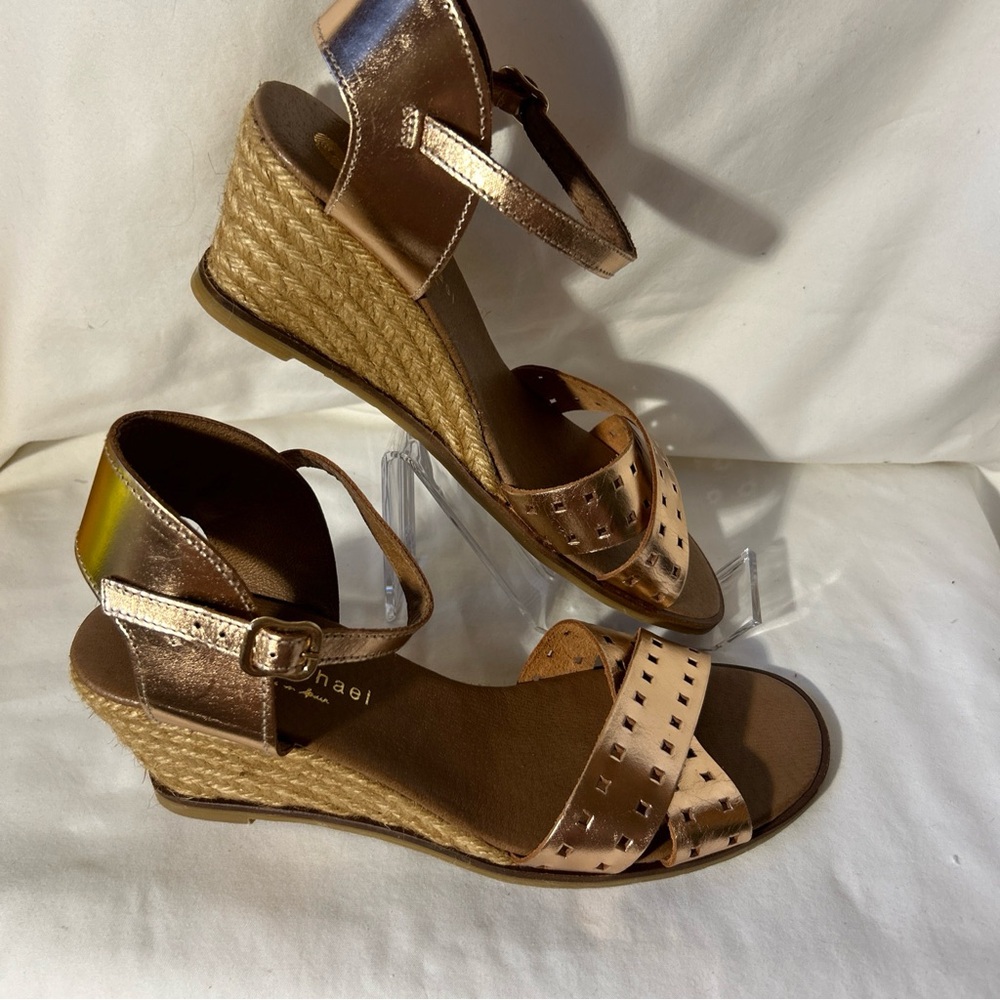 Eric Michael Rose Metallic Wedge Espadrilles Stra… - image 4